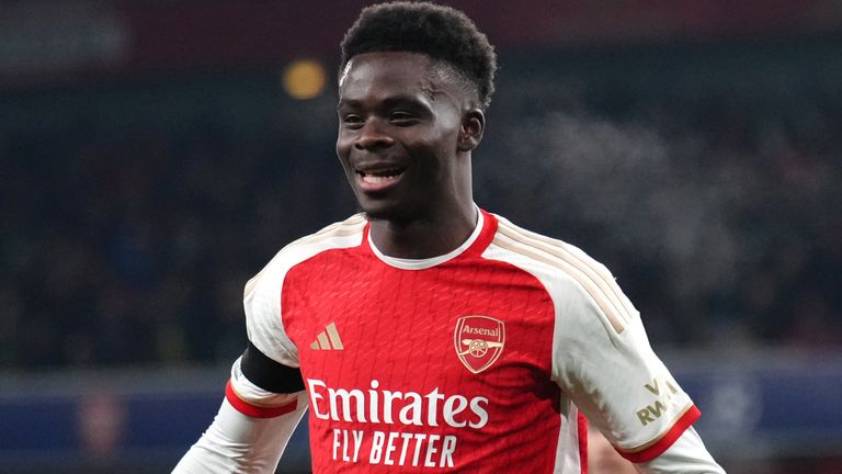 Bukayo Saka was on the scoresheet as Arsenal beat Lens 6-0 in the Champions League